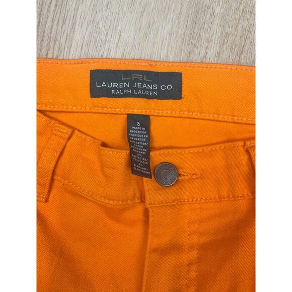 Lauren Ralph Lauren Orange Slim Pants Size 8 Bright Stretch Cotton Blend - Picture 3 of 5